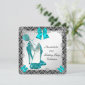Invitation 21e anniversaire Parties scintillant Turquoise Ble (Debout devant)