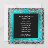 Invitation 21e anniversaire Parties scintillant Turquoise Ble (Dos)