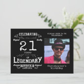 Invitation 21e anniversaire photo noir Vintage (Debout devant)