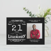 Invitation 21e anniversaire photo noir Vintage (Debout devant)