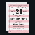 Invitation 21e anniversaire Pink and White Stripes<br><div class="desc">21e Invitation Anniversaire Typographie rose et blanc. Salut à 21 ans. Anniversaire adulte. Hommes ou Femmes Anniversaire. Enfants Garçon ou fille Ado Anniversaire adolescent Invitation . 13ème 15ème 16ème 18ème 20ème 21ème 30ème 40ème 50ème 60ème 70ème 80ème 90ème 100ème. N'Importe Quel Âge. Pour plus de personnalisation, cliquez sur le bouton...</div>