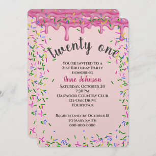 Invitation 21e Anniversaire Pink Icing Et Sprinkles