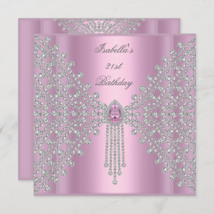 Invitation 21e Anniversaire Pink Silver White Diamond
