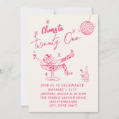 Invitation 21e Anniversaire Plaisanterie Côtière Rose (Devant)