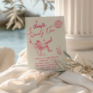 Invitation 21e Anniversaire Plaisanterie Côtière Rose