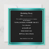 Invitation 21e Anniversaire Polka Dot Turquoise Noir Blanc (Dos)