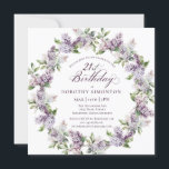 Invitation 21e anniversaire Purple Lilac Carré de fleurs de p<br><div class="desc">Des lilas mauve à l'aquarelle douce créent une jolie invitation au printemps 21 ans. La typographie ajoute une esthétique élégante. Cette invitation est disponible à la fois en stock traditionnel et en version téléchargeable. Il fait partie de la collection Purple Spring Lilac Flower. Il vous permet de choisir un thème...</div>