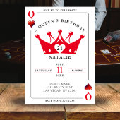 Invitation 21e anniversaire Queen of Hearts Casino Poker Card