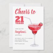 Invitation 21e anniversaire rose (Devant)