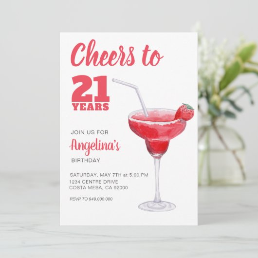 Invitation 21e anniversaire rose (Debout devant)