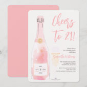 Invitation 21e anniversaire rose (Devant / Derrière)
