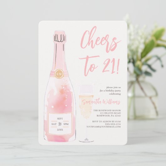 Invitation 21e anniversaire rose (Debout devant)