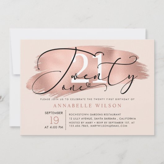 Invitation 21e anniversaire Rose de fête Gold & Pink Photo (Devant)