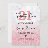 Invitation 21e Anniversaire Rose Gold Parties scintillant Mar (Devant)
