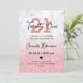 Invitation 21e Anniversaire Rose Gold Parties scintillant Mar (Debout devant)