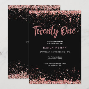 Invitation 21e anniversaire rose or parties scintillant Invit