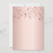 Invitation 21e anniversaire rose or rose étoiles script ballo (Dos)