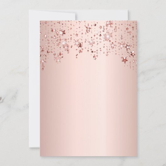 Invitation 21e anniversaire rose or rose étoiles script ballo (Dos)