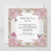 Invitation 21e Anniversaire Rose Rose Blanc Papillon (Dos)
