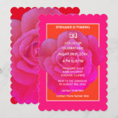 Invitation 21e Anniversaire Rose rose orange Floral Élégant m (Devant / Derrière)