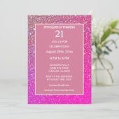Invitation 21e Anniversaire Rose Rose Parties scintillant or  (Debout devant)