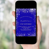 Invitation 21e anniversaire royal bleu argent parties scintil