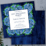Invitation 21e anniversaire Rustic Wood Blue Hydrangeas Party<br><div class="desc">Prévoyez-vous une fête spéciale de 21e anniversaire ? Vous recherchez une élégante invitation d'anniversaire rustique ? Regardez notre 21e anniversaire Rustic Wood Blue Hydrangeas Party Invitation. Cette invitation à l'anniversaire fleuri présente une belle aquarelle avec hydrangées bleues, arrière - plan en bois bleu et verdure. Vous pouvez personnaliser en sélectionnant...</div>