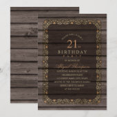 Invitation 21e anniversaire Rustic Wood Fancy Country Party (Devant / Derrière)