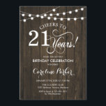 Invitation 21e anniversaire - Rustic Wood Motif<br><div class="desc">Rustique 21st Birthday Invitation Design simple rustique avec motif en bois brun foncé et lampes à cordes fées. Fonctionne la police de script. Salut à 21 ans ! Peut être personnalisé à tout âge! Message-moi si vous avez besoin d'une personnalisation plus poussée.</div>