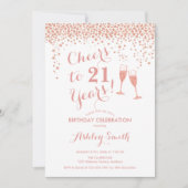 Invitation 21e Anniversaire Salue À 21 Ans Rose Or Blanc (Devant)
