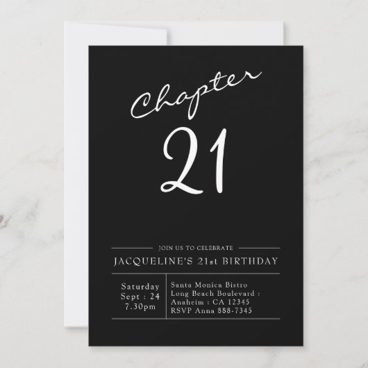 Invitation 21e anniversaire Script 21 Party (Devant)