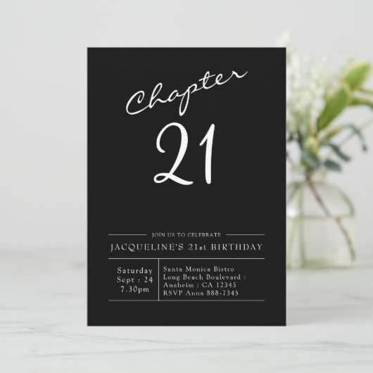 Invitation 21e anniversaire Script 21 Party (Debout devant)