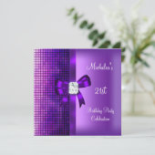 Invitation 21e Anniversaire Séquins de Diamant Violet Bow (Debout devant)