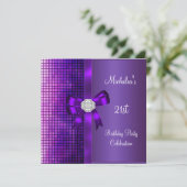 Invitation 21e Anniversaire Séquins de Diamant Violet Bow (Debout devant)