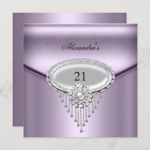 Invitation 21e anniversaire Silver White Lilac Jewel Image