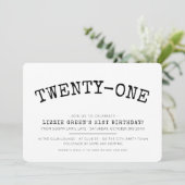 Invitation 21E anniversaire simple moderne minimaliste noir (Debout devant)