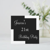 Invitation 21e anniversaire Simple noir et blanc (Debout devant)