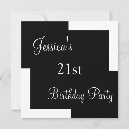 Invitation 21e anniversaire Simple noir et blanc (Devant)