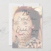 Invitation 21e anniversaire simple photo élégante (Devant)
