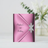 Invitation 21e Anniversaire Soie rose Bijou Diamant (Debout devant)