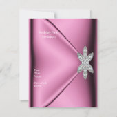 Invitation 21e Anniversaire Soie rose Bijou Diamant (Dos)