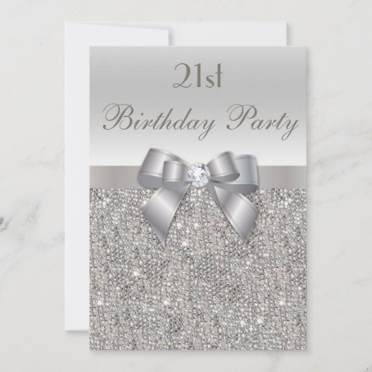 Invitation 21e Anniversaire Soirée, Bow & Diamond (Devant)