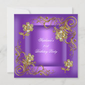 Invitation 21e Anniversaire Soirée Diamant Or Purple Or (Devant)