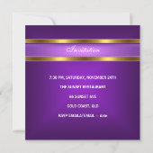Invitation 21e Anniversaire Soirée Elégante Purple Gold (Dos)