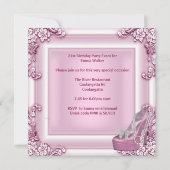 Invitation 21e Anniversaire Soirée Rose haute talon Chaussure (Dos)