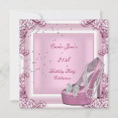 Invitation 21e Anniversaire Soirée Rose haute talon Chaussure (Devant)