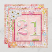 Invitation 21e anniversaire style scrapbooking (Devant / Derrière)