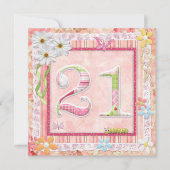Invitation 21e anniversaire style scrapbooking (Devant)