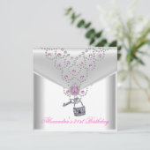 Invitation 21e anniversaire superposition de la clé bijou ros (Debout devant)