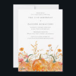Invitation 21e anniversaire Surprise Party Citrouille Fleur s<br><div class="desc">Les citrouilles d'automne sont nichés dans de délicats fleurs sauvages dorés et oranges pour créer une esthétique élégante. Tout le texte est éditable pour vous permettre de créer facilement votre propre humeur spéciale.</div>